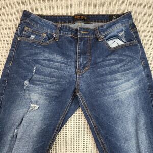 Ring Of Fire Jeans Mens 32x30 Blue Slim Skinny Fit Distressed Ripped Denim Pants